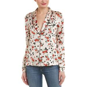 A.L.C. Leomie Womens Light Pink Floral Silk-Blend Button Up Blouse Top Size 4
